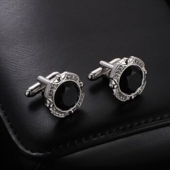 Men Gold-Plated Printed Round Cufflinks