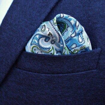 Blue Printed Silk Pocket Squares