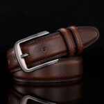 Men Genuine Leather Belt Pin Buckle Casual Trendy Brown Suitable Middle aged Young Men